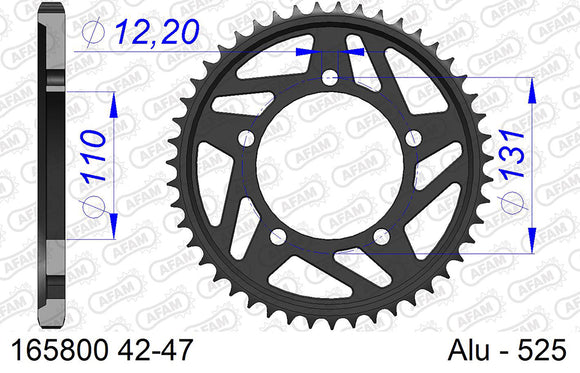 BMW S1000RR 2010-2011 - AFAM Rear Sprocket, 525 (OE Pitch), Alu - 46T, 120 links reqd - 165800-46 - P3 Tuning