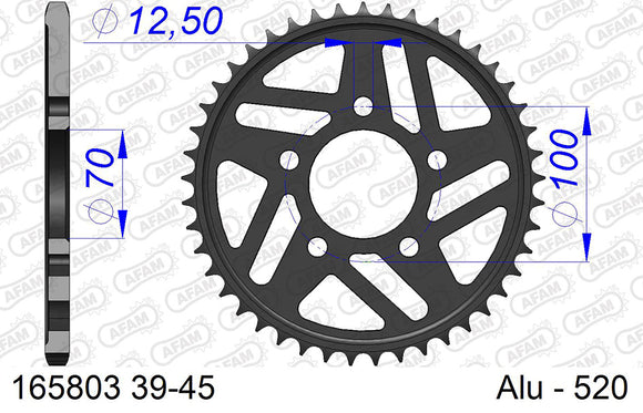 BMW S1000R Naked 2017-2020 - AFAM Rear Sprocket, 520 conversion, Alu - 43T, 120 links reqd, fits Optional Forged Wheels - 165803-43 - P3 Tuning