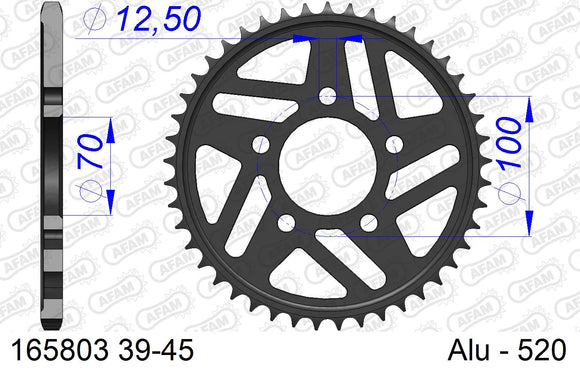 BMW S1000RR HP-4 Race 2017-2018 - AFAM Rear Sprocket, 520 (OE Pitch), Alu - 45T (orig size) - 165803-45 - P3 Tuning