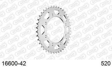 Kawasaki BJ 250 F1,F2 2002-2003 - AFAM Rear Sprocket, 520 (OE Pitch), Steel - 42T, 106 links reqd - 16600-42 - P3 Tuning