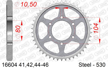 Kawasaki ZXR750J-M 1993-1995 - AFAM Rear Sprocket, 530 (OE Pitch), Steel - 44T, 110 links reqd, fits M1,M2,L3 - 16604-44 - P3 Tuning