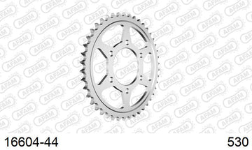 Kawasaki ZXR750J-M 1992-1992 - AFAM Rear Sprocket, 530 (OE Pitch), Steel - 44T, 110 links reqd, fits K2 - 16604-44 - P3 Tuning
