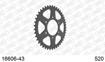 Kawasaki Z650 2017-2026 - AFAM Rear Sprocket, 520 (OE Pitch), Steel - 43T, 114 links reqd - 16606-43 - P3 Tuning