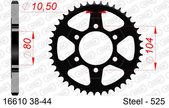 Kawasaki Z1000SX 2019-2020 - AFAM Rear Sprocket, 525 (OE Pitch), Steel - 41T (orig size) - 16610-41 - P3 Tuning