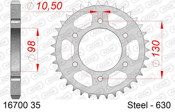 Kawasaki Z1 / A / B / Z 900 1973-1975 - AFAM Rear Sprocket, 630 (OE Pitch), Steel - 35T (orig size), fits Z1,Z1A,Z1B - 16700-35 - P3 Tuning