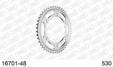 Kawasaki GPZ750R 1985-1987 - AFAM Rear Sprocket, 530 (OE Pitch), Steel - 48T, 112 links reqd - 16701-48 - P3 Tuning