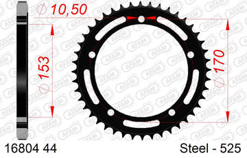 Kawasaki Ninja H2 (1000cc) 2015-2026 - AFAM Rear Sprocket, 525 (OE Pitch), Steel - 44T (orig size) - 16804-44 - P3 Tuning