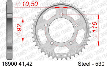 Kawasaki ZZR1400 2008-2011 - AFAM Rear Sprocket, 530 (OE Pitch), Steel - 41T (orig size) - 16900-41 - P3 Tuning