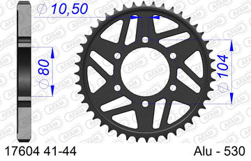 Kawasaki ZX-9R Ninja 1996-1997 - AFAM Rear Sprocket, 530 (OE Pitch), Alu - 44T (orig size) - 17604-44 - P3 Tuning