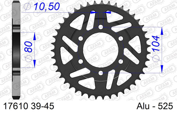 Kawasaki ZX-10R 2011-2015 - AFAM Rear Sprocket, 525 (OE Pitch), Alu - 41T, 114 links reqd - 17610-41 - P3 Tuning