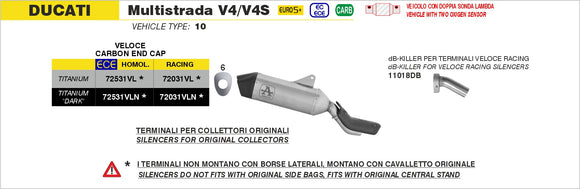Ducati Multistrada V4 / V4S Veloce titanium silencer