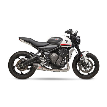 TRIUMPH Tiger Sport 660 - (2021-2022) Yoshimura Stainless AT2 Stainless Full System - Stainless headers, Stainless silencer, Carbon end cap - Race Series