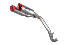 Triumph SPEED TRIPLE 1200 2021 - 2024 - 2 DYNO Silencers with red anodised end cap with under seat fitting - LIMITED EDITION