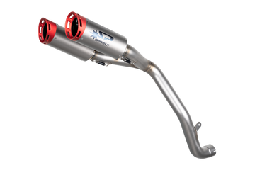 Triumph SPEED TRIPLE 1200 2021 - 2024 - 2 DYNO Silencers with red anodised end cap with under seat fitting - LIMITED EDITION
