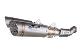 KTM DUKE 790 / 890  - 2 GRID-O silencers 175mm under seat with  1 in 2 pipe for HIGH mounting