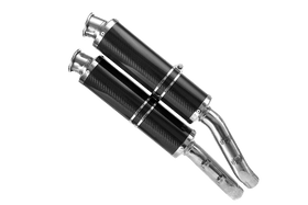 Ducati Monster S4R (07-08) S4RS (06-08) — 2 ROUND silencers with connecting pipes for 45° lateral mounting (overlapping)