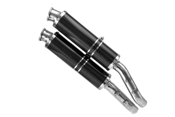 Ducati Monster S4R (07-08) S4RS (06-08) — 2 ROUND silencers with connecting pipes for 45° lateral mounting (overlapping)
