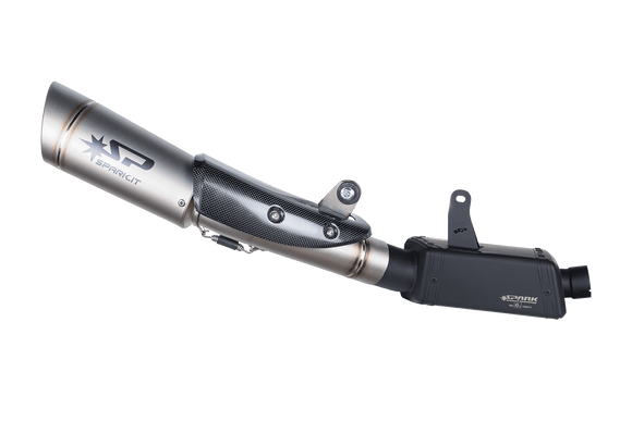 Triumph STREET TRIPLE 765 RS / R / S - 2020 - 2022 - 3/4 kit HIGH lateral mounting: Stainless STEEL BOX + GRID-O silencer (Black)