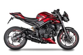 Triumph STREET TRIPLE 765 RS / R / S - 2023 - 2025 - LOW mount EURO 5 full system stainless steel - GRID-O Silencer with pre-silencer BOX and catalyst (Black)
