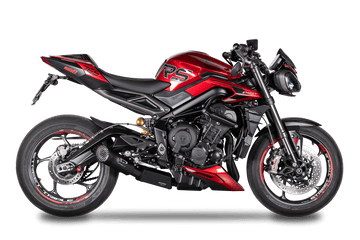 Triumph STREET TRIPLE 765 RS / R / S - 2023 - 2025 - LOW mount EURO 5 full system stainless steel - GRID-O Silencer with pre-silencer BOX and catalyst (Black)