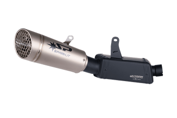 Triumph STREET TRIPLE 765RS / R / S 2023 -2025 -3/4 kit: Stainless steel box (Black) + GRID-O silencer