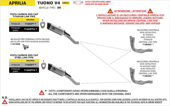 Aprilia TUONO V4 1100 dB-Killer for Pista silencer ø42mm