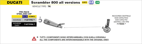 Ducati Scrambler 800 Non catalized mid-pipe