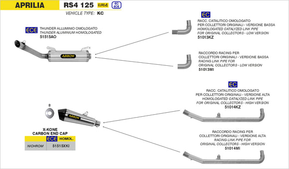 Aprilia RS4 125 Catalytic homologated mid-pipe
