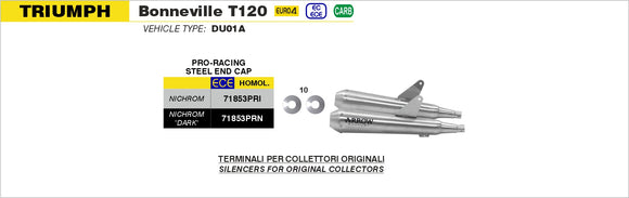 Triumph BONNEVILLE T120 Nichrom "Dark" Pro-Racing silencers (right & left)
