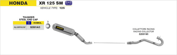 Honda XR 125 SM Dall'Ara Off-Road Thunder aluminium silencer homologated
