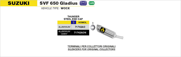 Suzuki SVF 650 GLADIUS Street Thunder aluminium silencer for stock collectors