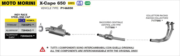 Moto Morini X-CAPE 650 Indy-Race Aluminium "dark" silencer