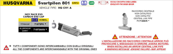 Husqvarna Svartpilen 801 Non catalized mid-pipe