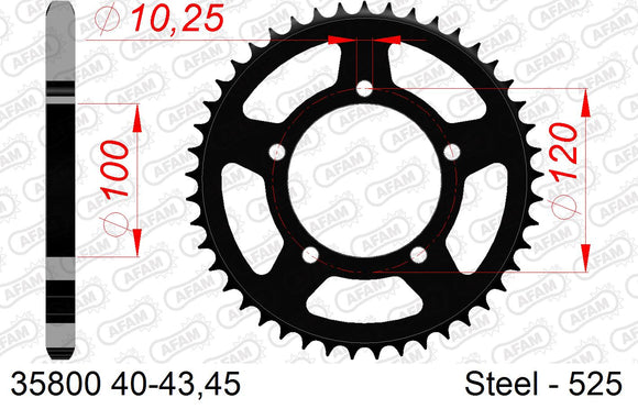 Aprilia RSV1000 Mille 1999-2000 - AFAM Rear Sprocket, 525 (OE Pitch), Steel - 41T, 108 links reqd - 35800-41 - P3 Tuning