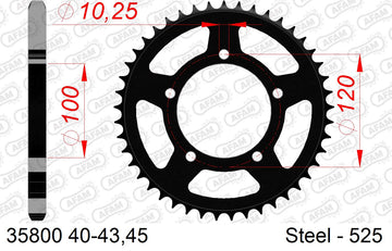 Aprilia Tuono 1000 2003-2005 - AFAM Rear Sprocket, 525 (OE Pitch), Steel - 42T (orig size) - 35800-42 - P3 Tuning
