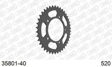 Aprilia Tuono 660 / Factory 2021-2023 - AFAM Rear Sprocket, 520 (OE Pitch), Steel - 40T, 110 links reqd - 35801-40 - P3 Tuning