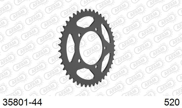 Aprilia RS125 2006-2010 - AFAM Rear Sprocket, 520 (OE Pitch), Steel - 44T, 110 links reqd - 35801-44 - P3 Tuning