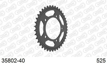Aprilia Caponord 1200 2013-2014 - AFAM Rear Sprocket, 525 (OE Pitch), Steel - 40T, 112 links reqd, fits ETV - 35802-40 - P3 Tuning