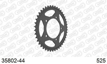 Aprilia SL750 Shiver 2011-2013 - AFAM Rear Sprocket, 525 (OE Pitch), Steel - 44T (orig size), fits GT ABS,RA,RAE,RAE ABS - 35802-44 - P3 Tuning