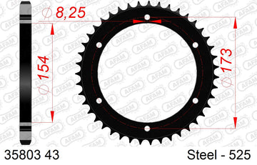 Aprilia RST Futura (1000cc) 2001-2004 - AFAM Rear Sprocket, 525 (OE Pitch), Steel - 43T (orig size) - 35803-43 - P3 Tuning