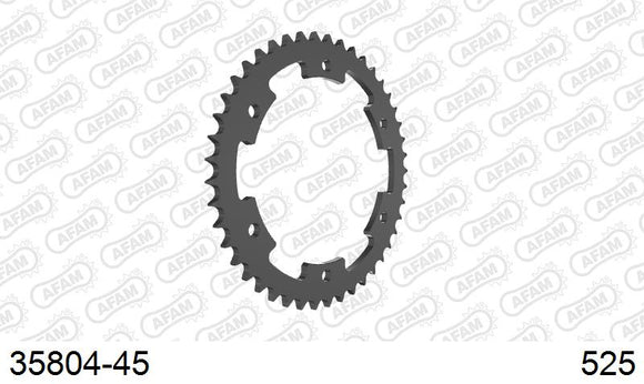 Aprilia ETV Caponord (1000cc) 2001-2008 - AFAM Rear Sprocket, 525 (OE Pitch), Steel - 45T (orig size) - 35804-45 - P3 Tuning