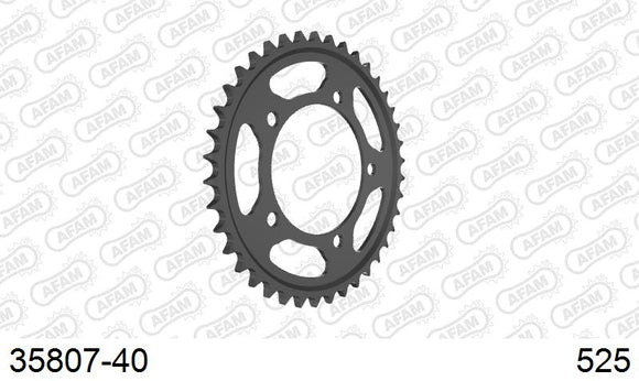 Aprilia RSV4 (1000cc) 2009-2010 - AFAM Rear Sprocket, 525 (OE Pitch), Steel - 40T (orig size), fits Factory - 35807-40 - P3 Tuning