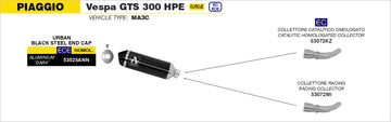 Piaggio VESPA GTS 300 HPE Urban  aluminium "Dark" silencer with "Dark" end cap - 0