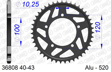Aprilia RSV4 1100 Factory 2019-2020 - AFAM Rear Sprocket, 520 conversion, Alu - 42T, 112 links reqd - 36808-42 - P3 Tuning