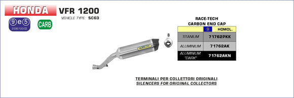 Honda VFR 1200 Race-Tech titanium silencer with carby end cap