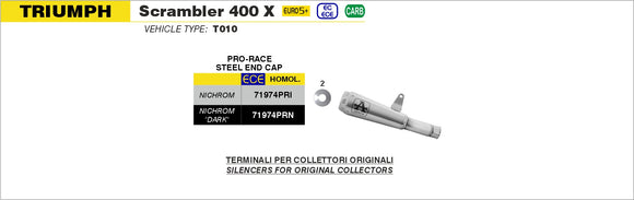 Triumph SCRAMBLER 400 X Nichrom Pro-Race silencer