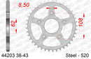 Aprilia 125 Tuono 2003-2007 - AFAM Rear Sprocket, 520 (OE Pitch), Steel - 39T, 106 links reqd - 44203-39 - P3 Tuning