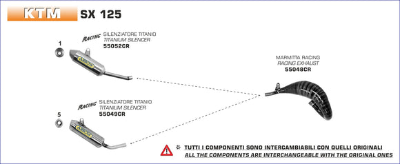 KTM SX 125 Mini Thunder titanium silencer interchangeable with the original