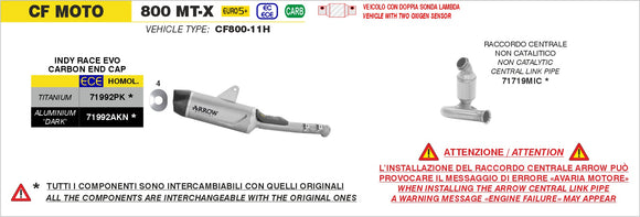 CF Moto 800 MT-X Non catalized mid-pipe