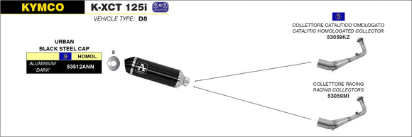 Kymco K-XCT 125i Catalytic homologated collector for Urban Exhaust